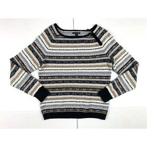 Tommy Hilfiger Men's Medium Gray Sweater Stripe Pullover Crew Knit Casual